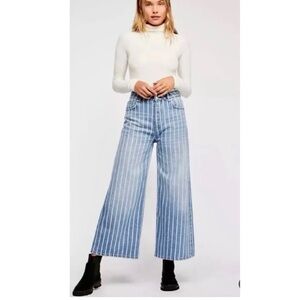 We The Free by FP Earn Your Stripes Wideleg Jeans Size 26 Blue High Rise